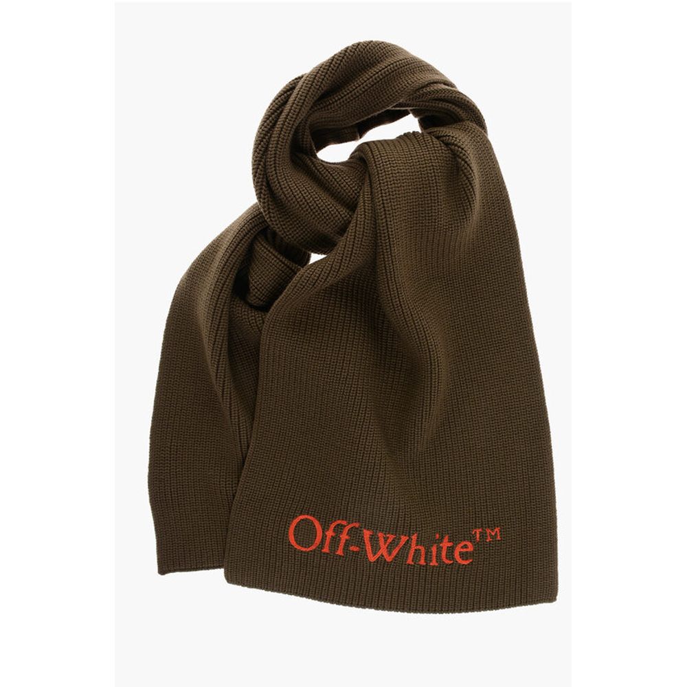 Virgin Wool Scarf With Contrast Embroidery Logo