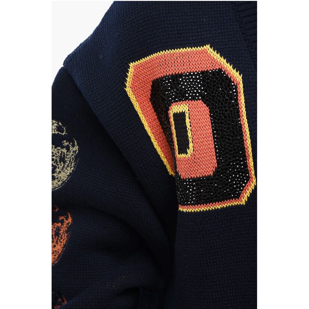 Embroidered MOON PHASE Wool Blend Cardigan