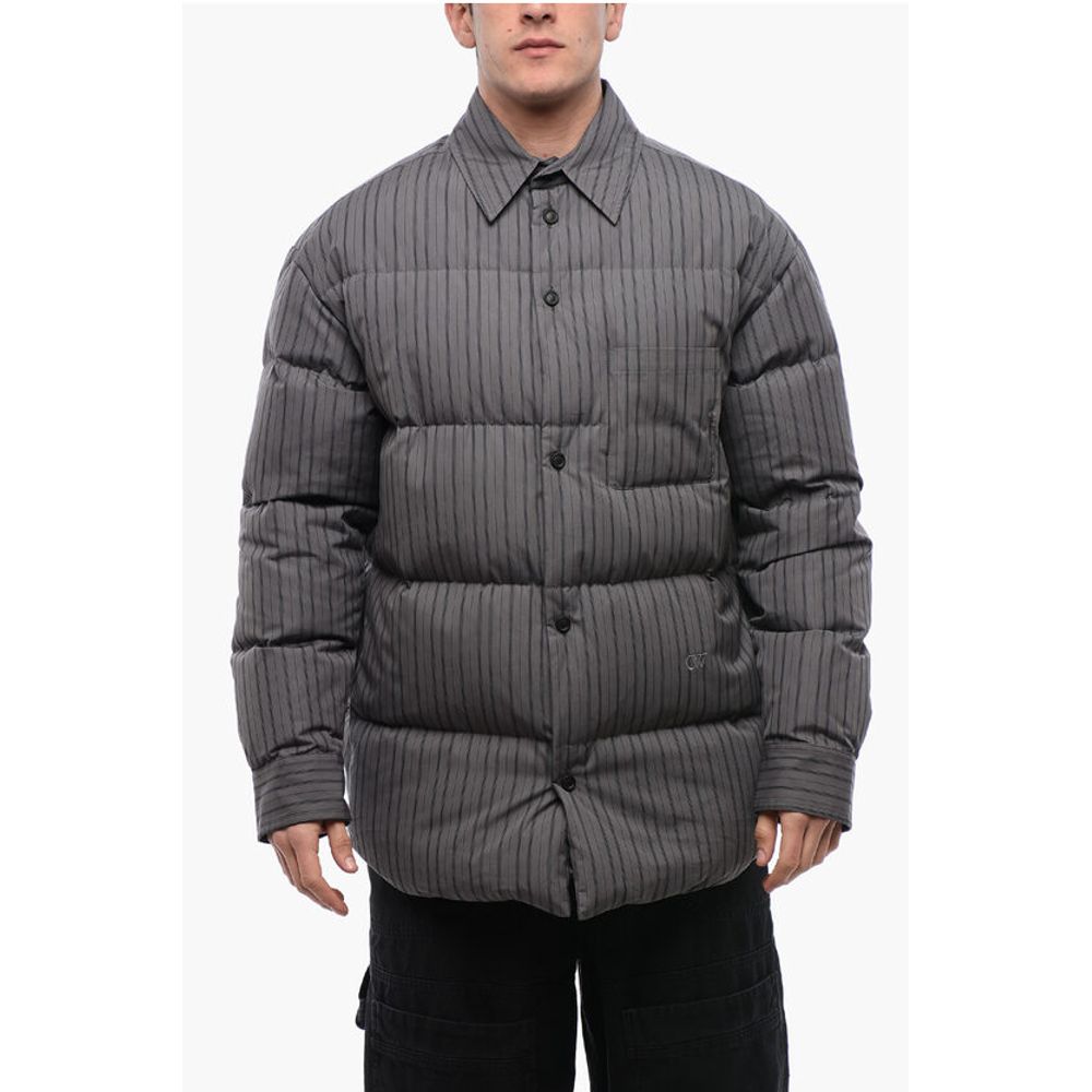 Pinstriped Cotton Padded Reversible Overshirt