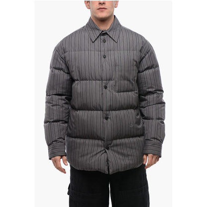 Pinstriped Cotton Padded Reversible Overshirt