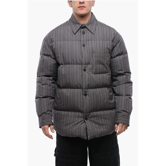 Pinstriped Cotton Padded Reversible Overshirt