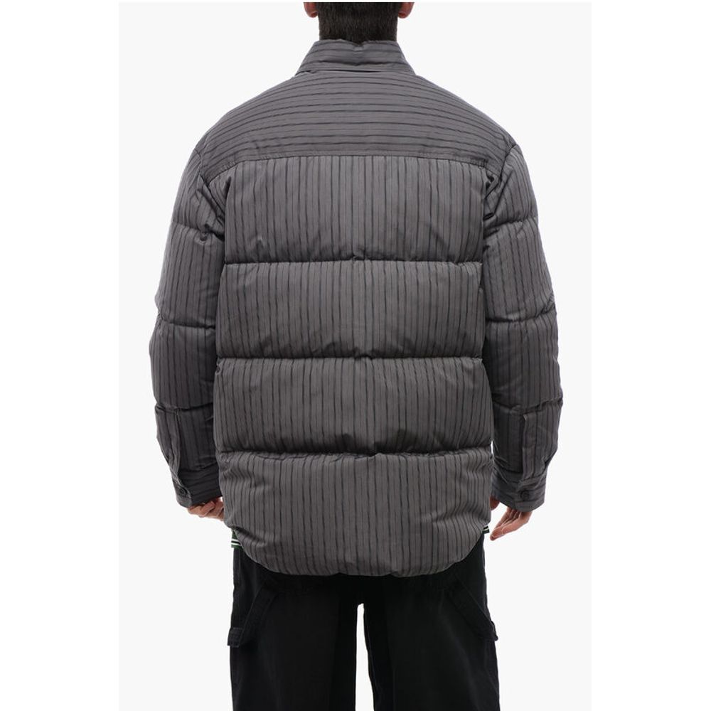 Pinstriped Cotton Padded Reversible Overshirt