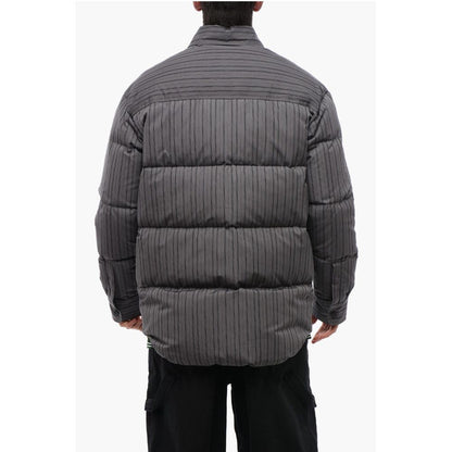 Pinstriped Cotton Padded Reversible Overshirt