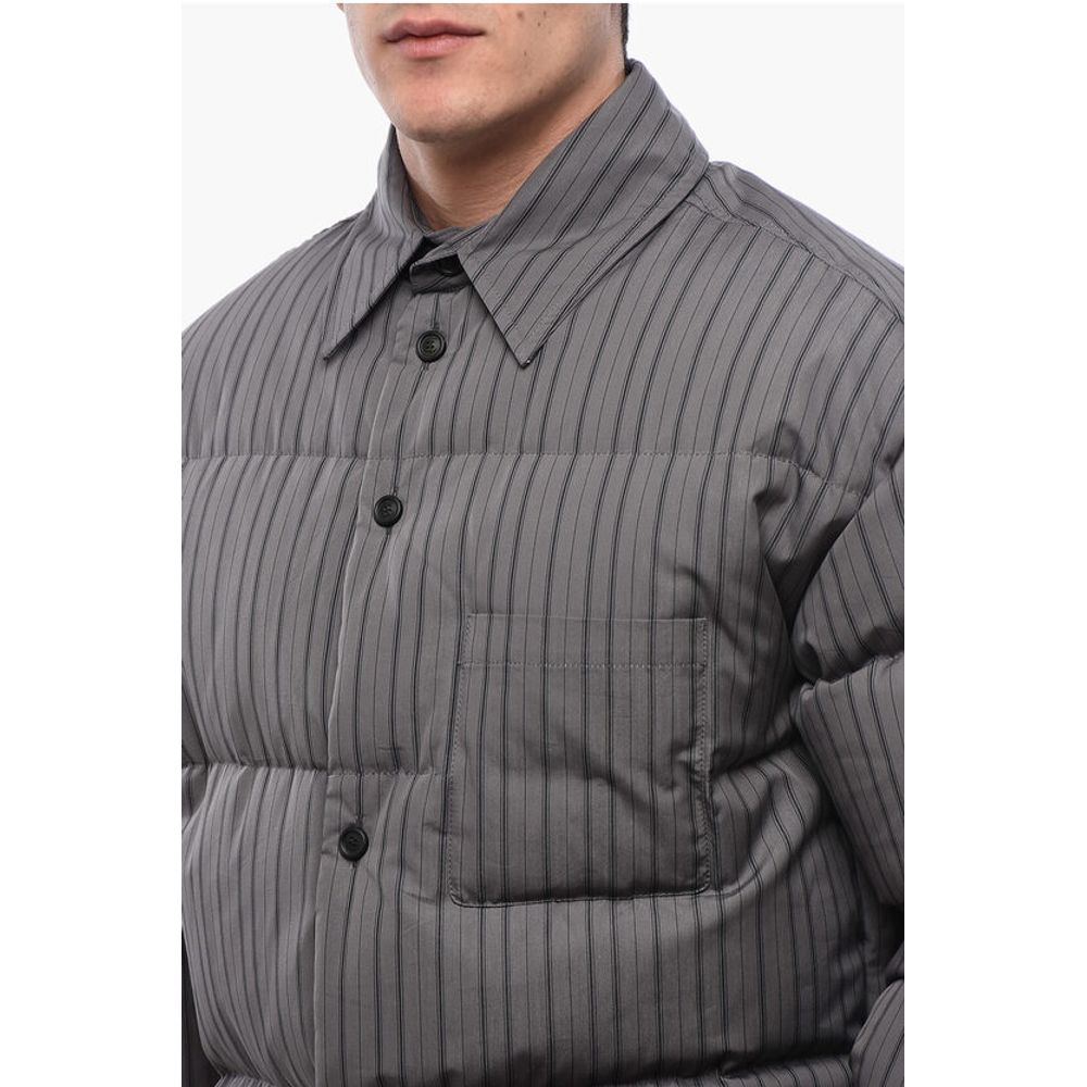 Pinstriped Cotton Padded Reversible Overshirt
