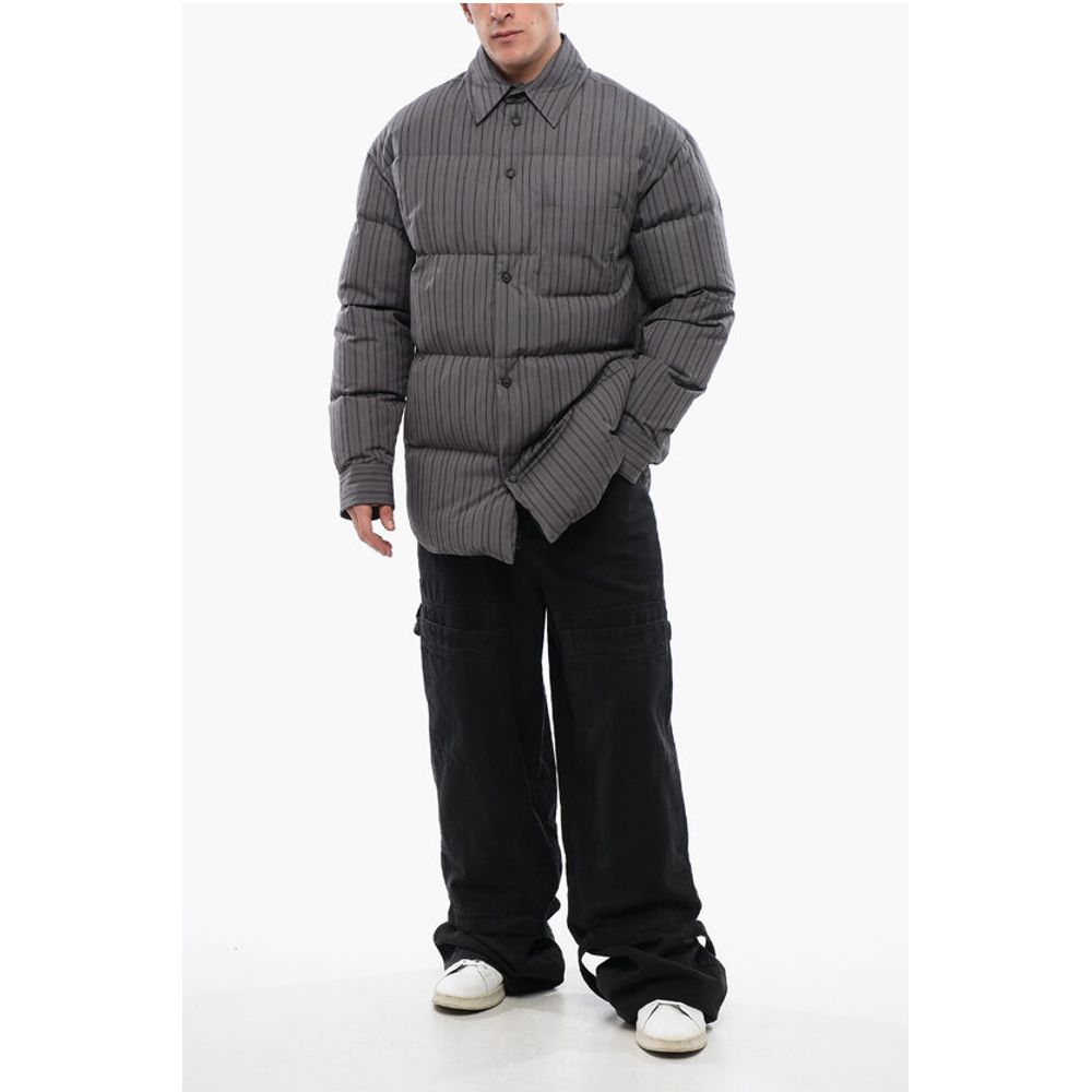 Pinstriped Cotton Padded Reversible Overshirt