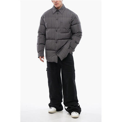 Pinstriped Cotton Padded Reversible Overshirt