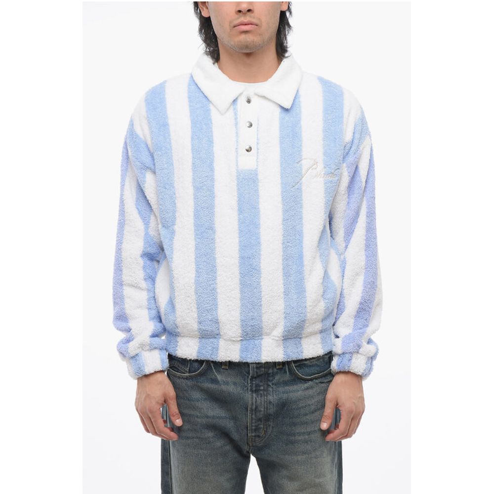 Awning Striped Terry Cotton 3-Buttons Sweatshirt