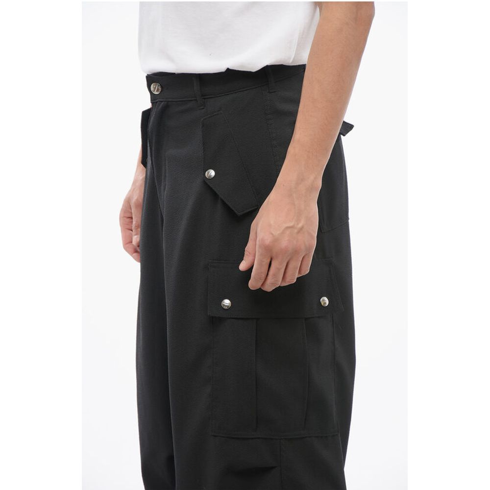 Cotton Cargo Pants with Logo Buttons