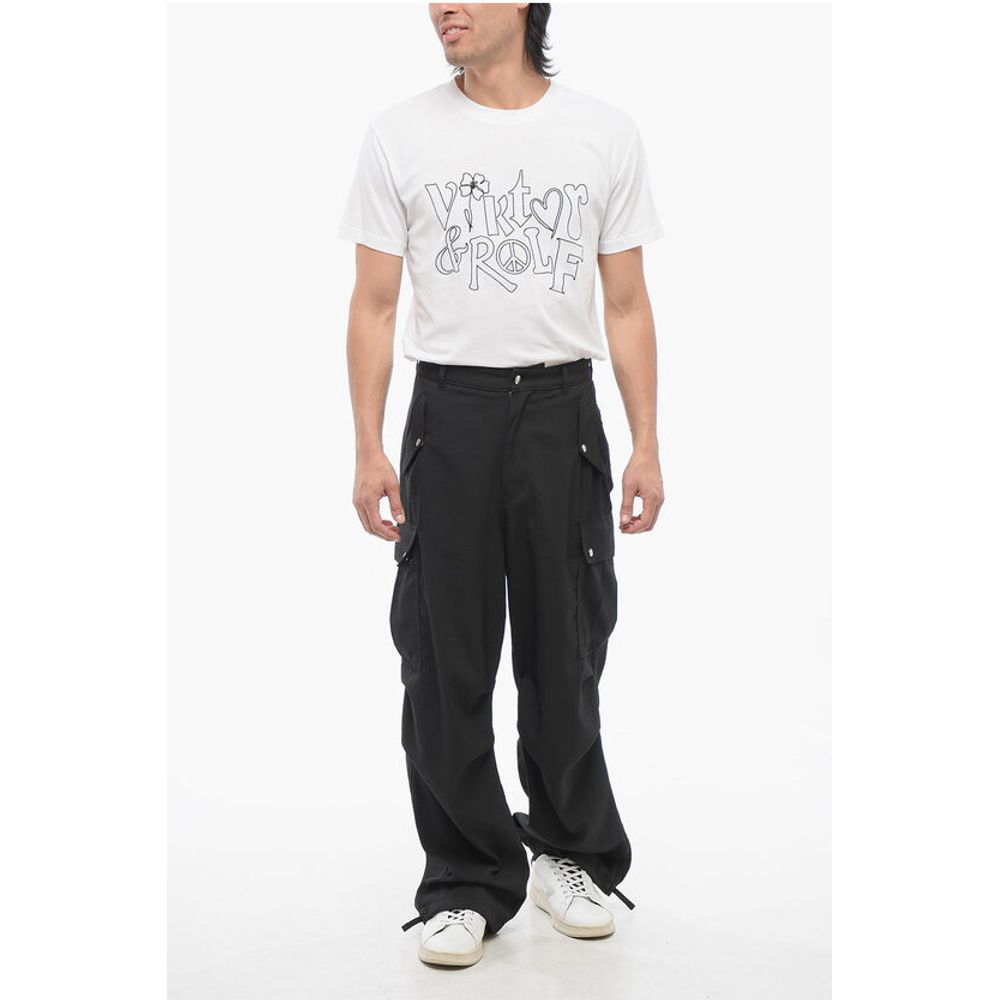 Cotton Cargo Pants with Logo Buttons