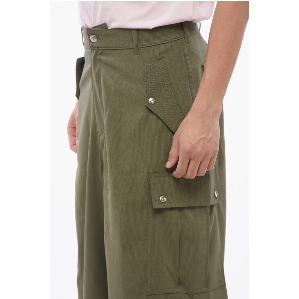 Cotton Cargo Pants with Logo Buttons