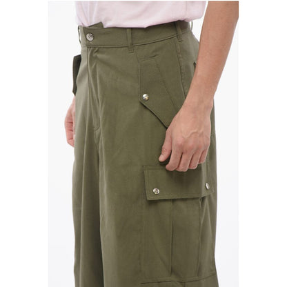 Cotton Cargo Pants with Logo Buttons