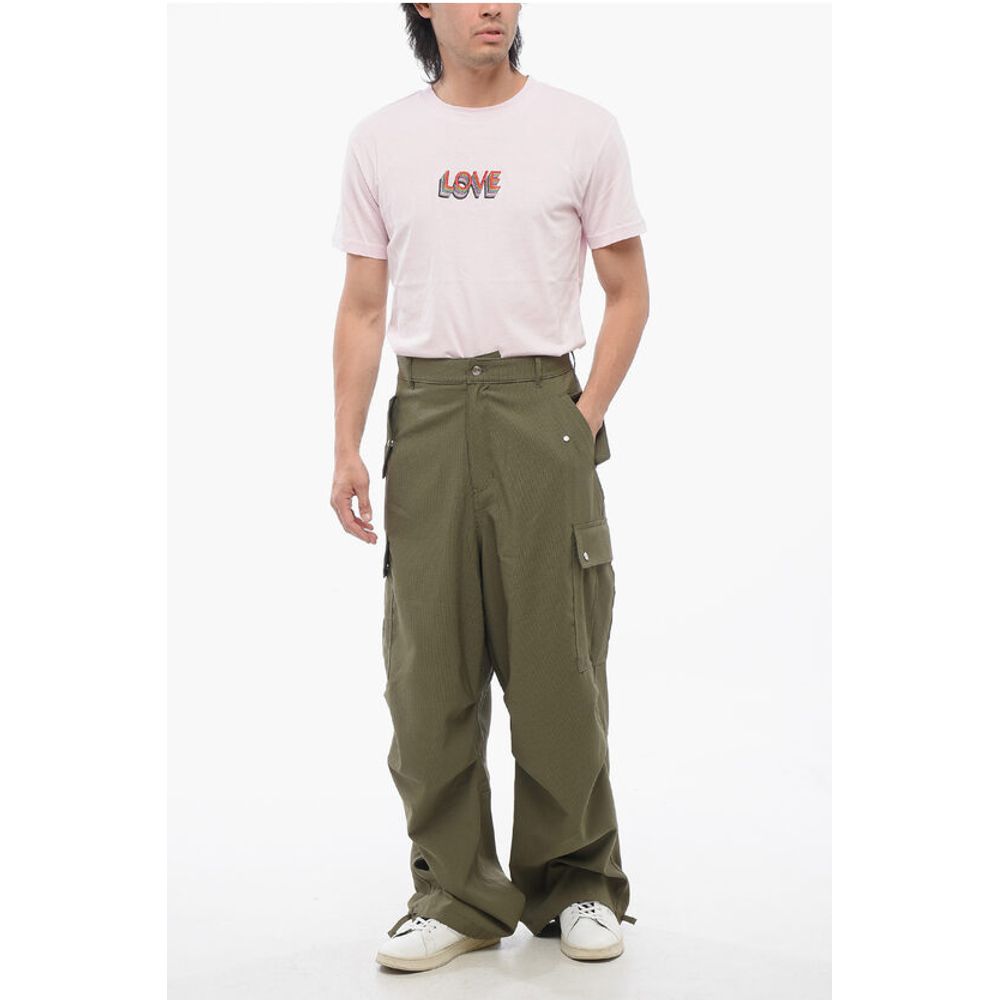 Cotton Cargo Pants with Logo Buttons