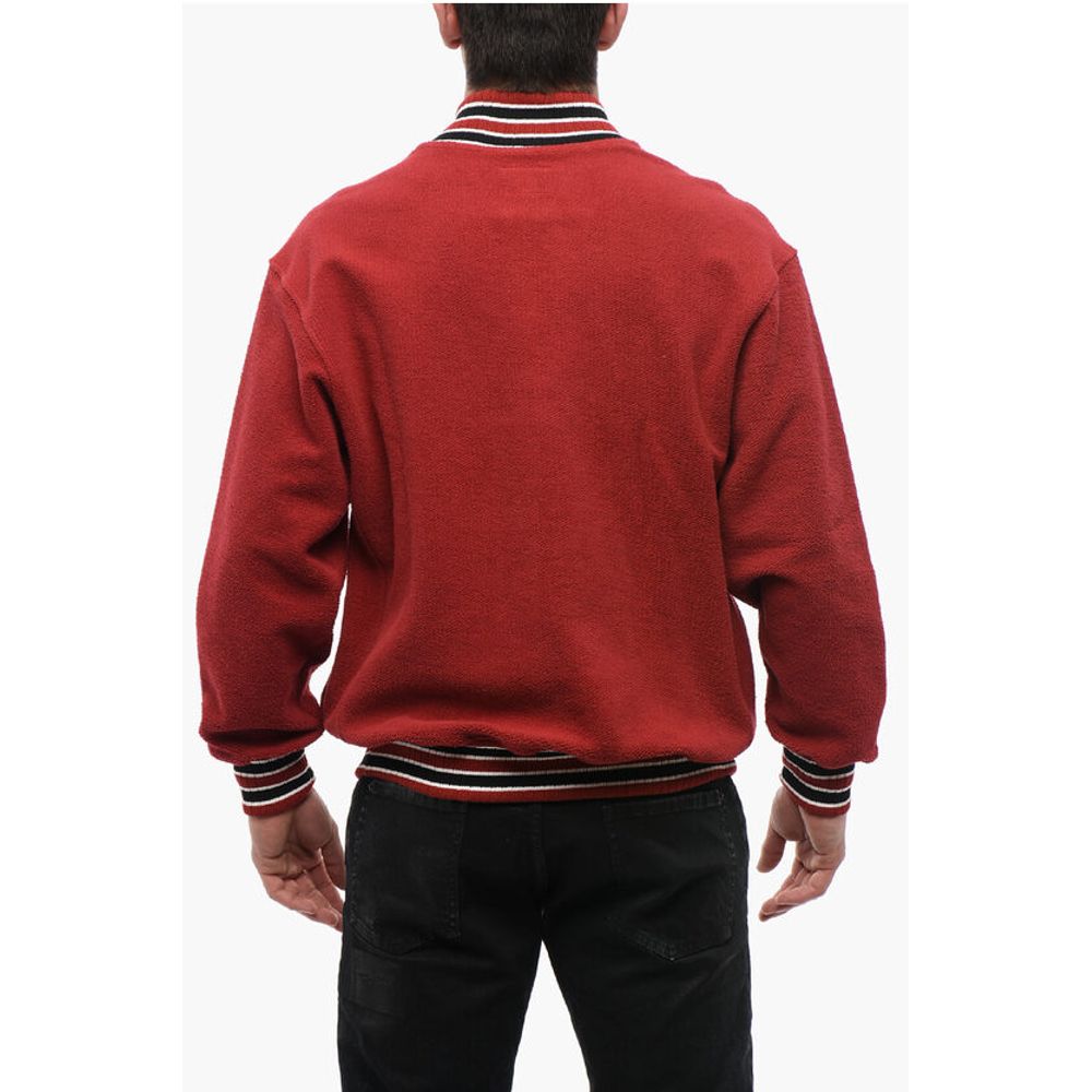 Terry-Cotton Varsity Sweatshirt with Half Zip
