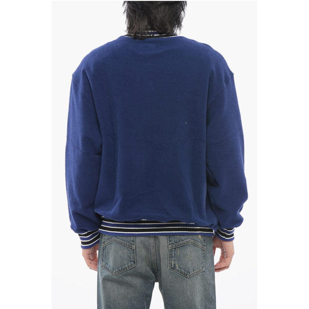 Terry-Cotton Varsity Sweatshirt with Half Zip