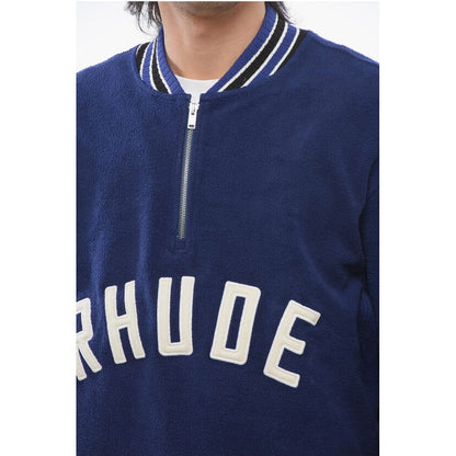 Terry-Cotton Varsity Sweatshirt with Half Zip