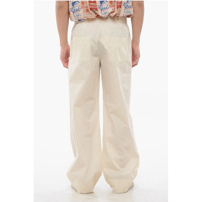 TEKLA Striped Cotton Pants with Drawstring Waist