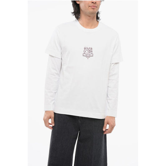 Crew Neck Cotton T-Shirt with Monogram Print