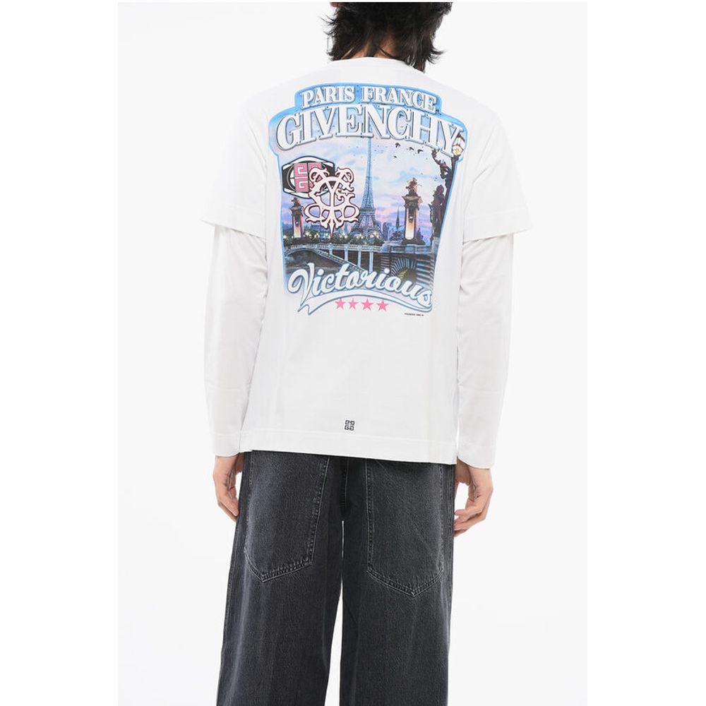 Crew Neck Cotton T-Shirt with Monogram Print