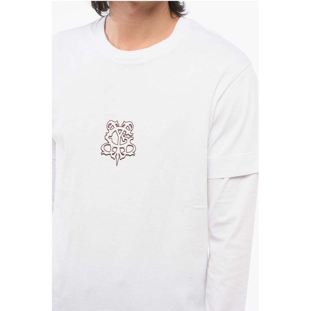 Crew Neck Cotton T-Shirt with Monogram Print