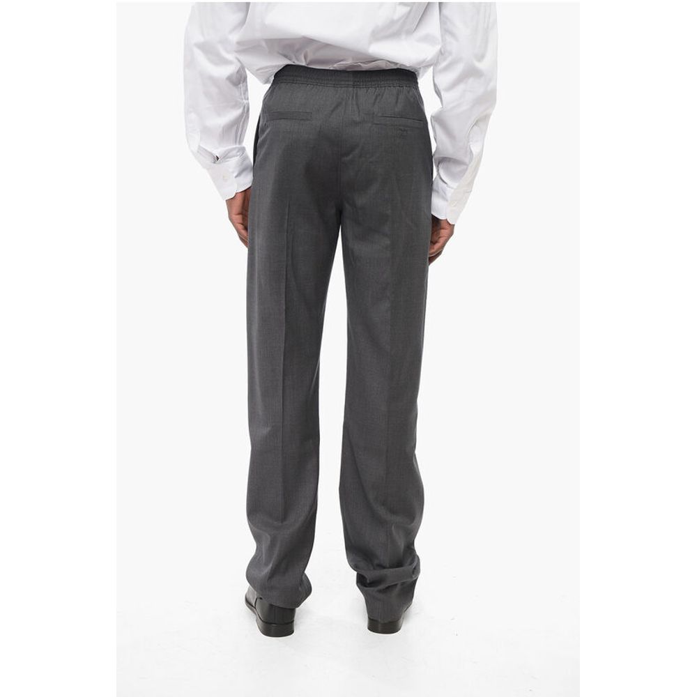 Virgin Wool Blend Pants with Elastic Waistband