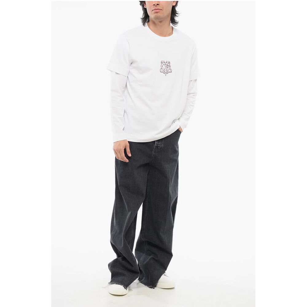 Crew Neck Cotton T-Shirt with Monogram Print
