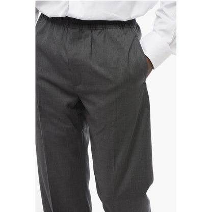 Virgin Wool Blend Pants with Elastic Waistband