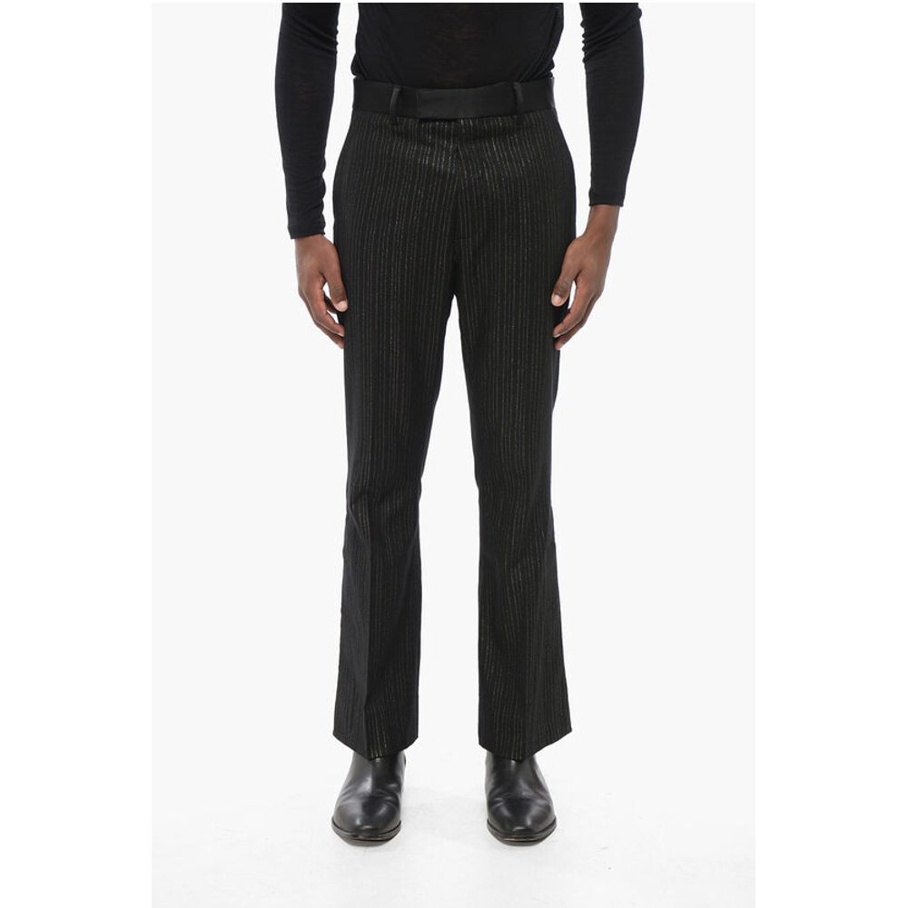 Wool Blend Pants with Lurex Pinstriped Motif