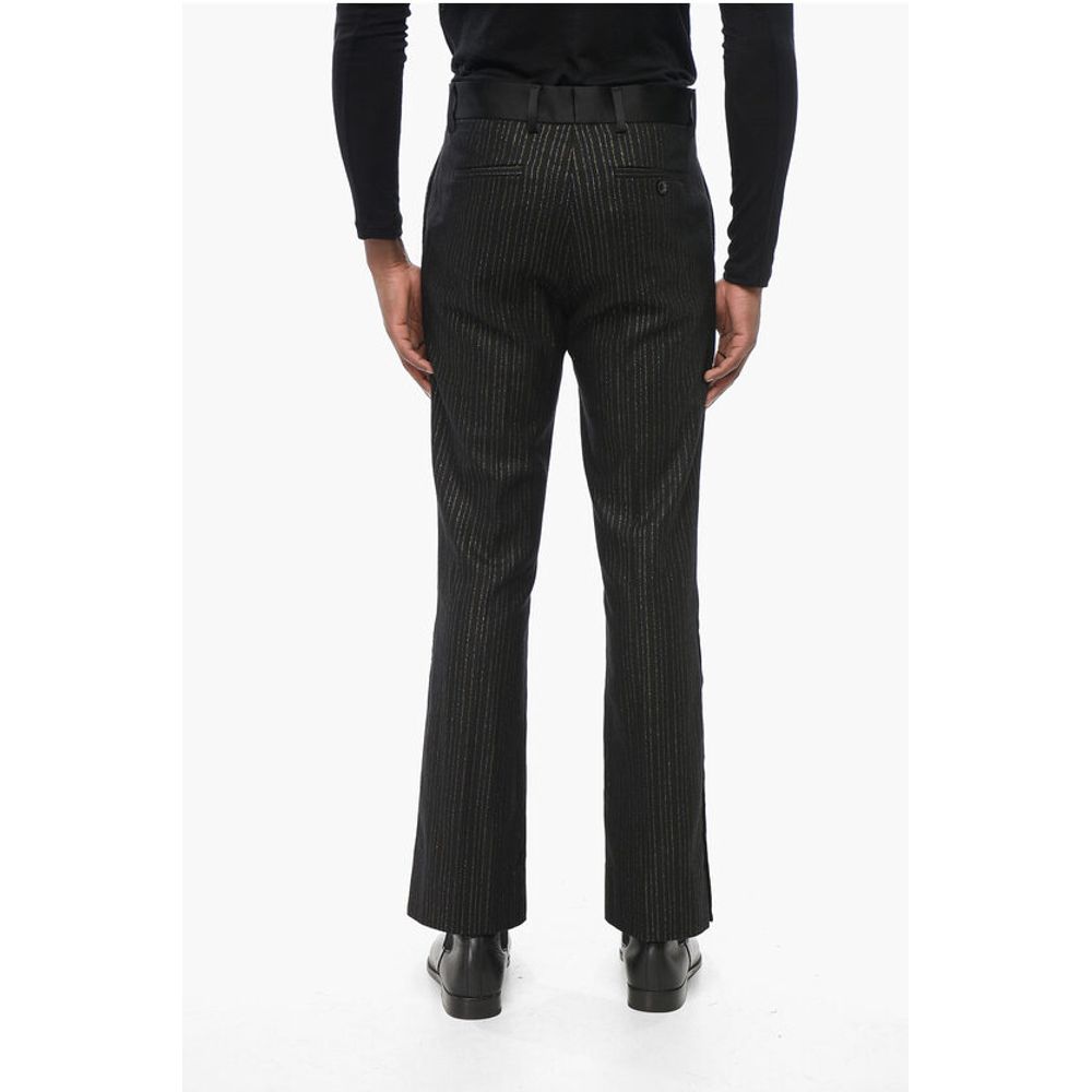 Wool Blend Pants with Lurex Pinstriped Motif