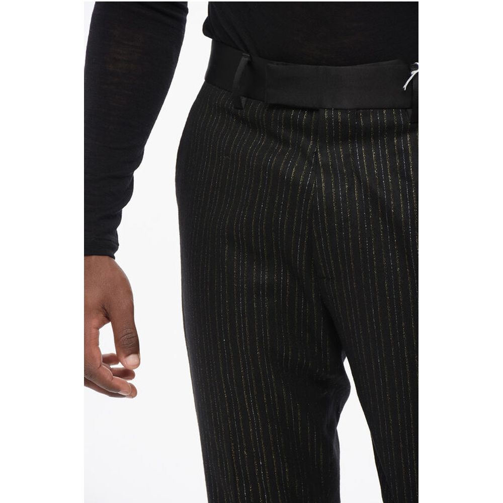 Wool Blend Pants with Lurex Pinstriped Motif