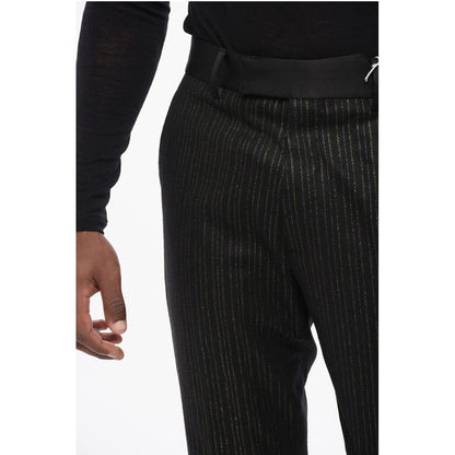 Wool Blend Pants with Lurex Pinstriped Motif