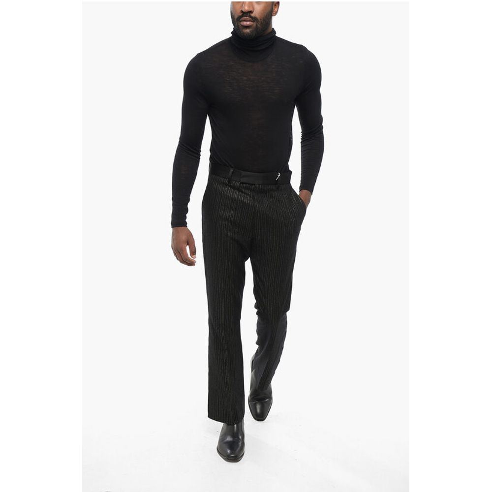 Wool Blend Pants with Lurex Pinstriped Motif