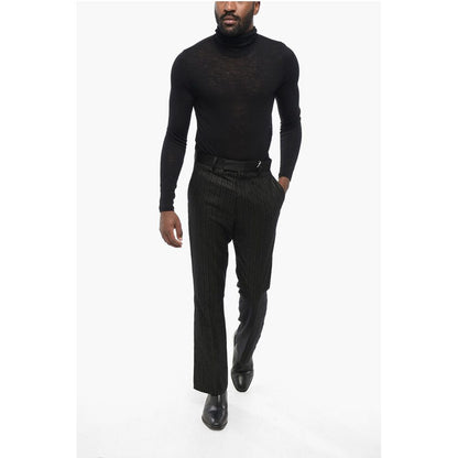 Wool Blend Pants with Lurex Pinstriped Motif