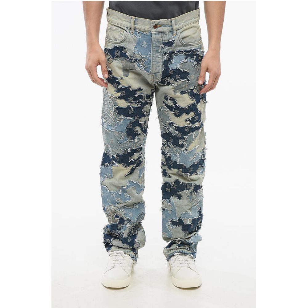 Fringed Hem PATCHWORK CAMO Denims 22cm