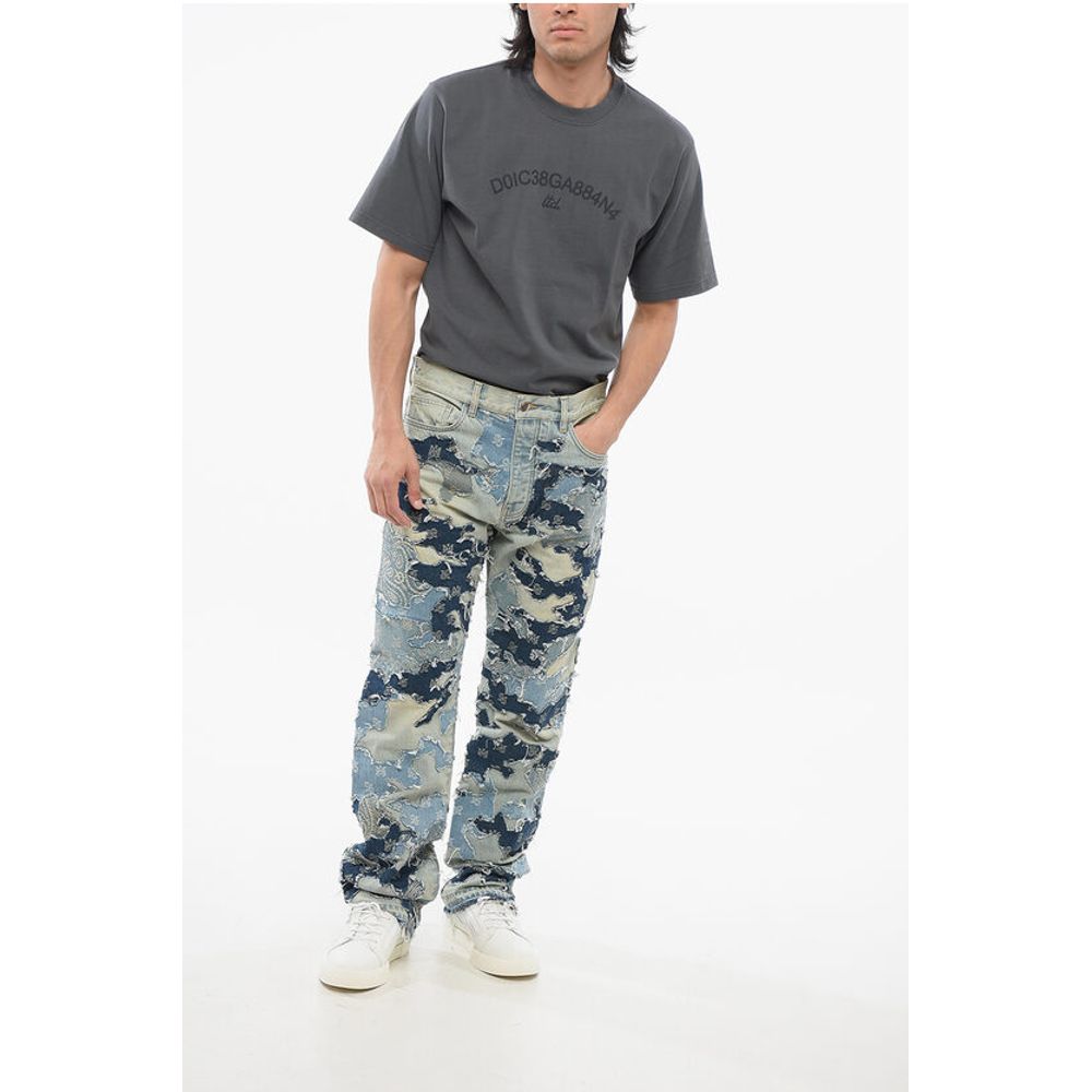 Fringed Hem PATCHWORK CAMO Denims 22cm