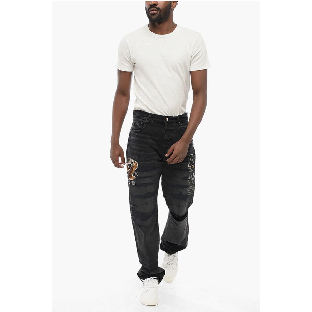 Embroidered VARSITY EAGLE Regular Fit Denims 22cm