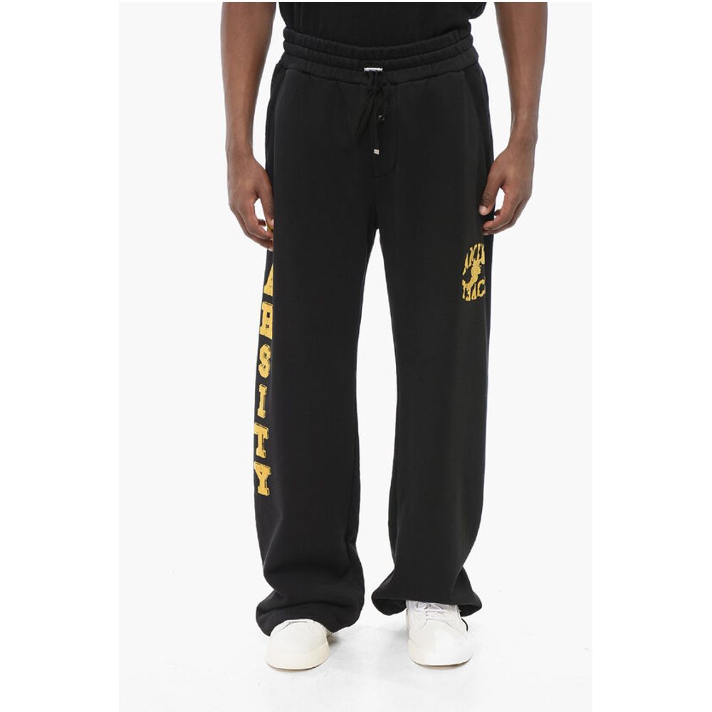 Drawstringed Ankle VARSITY Sweatpants with Flocked Prints