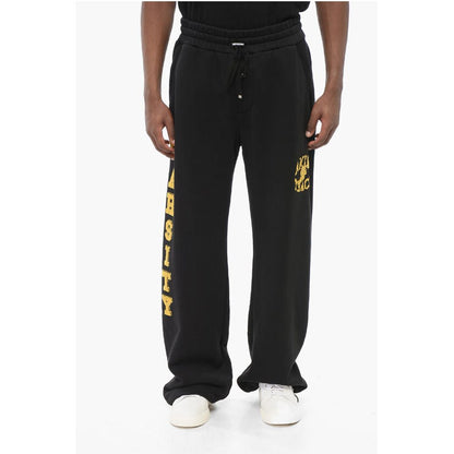 Drawstringed Ankle VARSITY Sweatpants with Flocked Prints