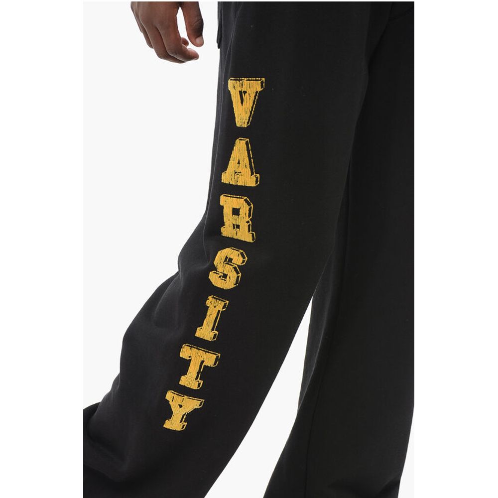 Drawstringed Ankle VARSITY Sweatpants with Flocked Prints