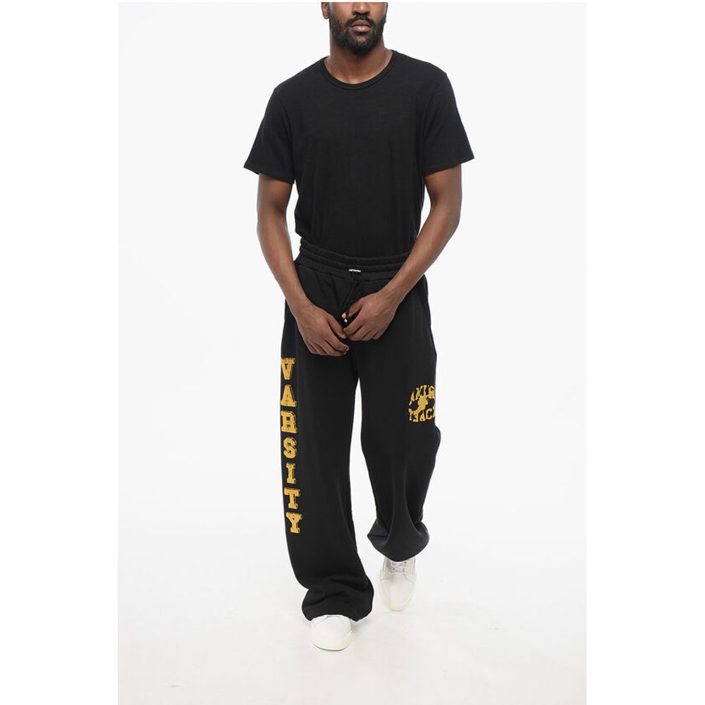 Drawstringed Ankle VARSITY Sweatpants with Flocked Prints