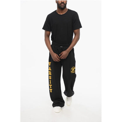 Drawstringed Ankle VARSITY Sweatpants with Flocked Prints