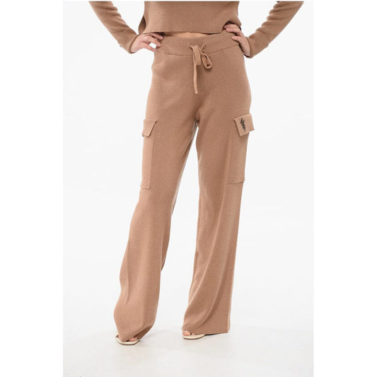 Cashmere Blend Cargo Pants with Elastic Waistband