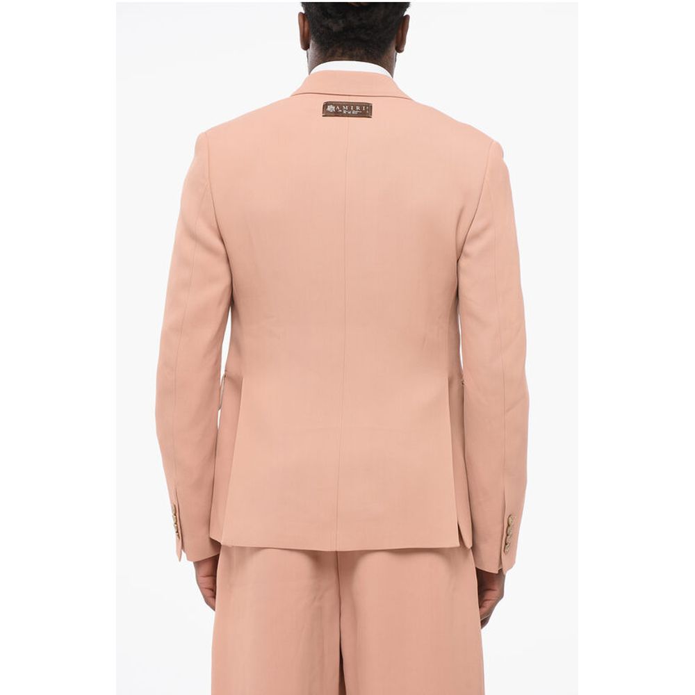 Double-breasted Twill Viscose Blazer with Flap Pockets