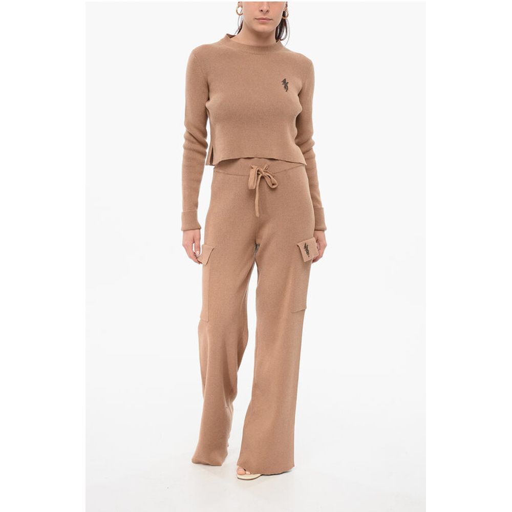 Cashmere Blend Cargo Pants with Elastic Waistband
