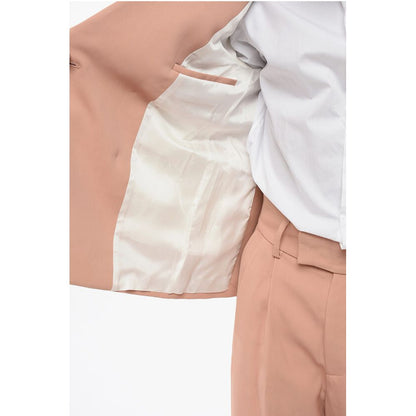 Double-breasted Twill Viscose Blazer with Flap Pockets
