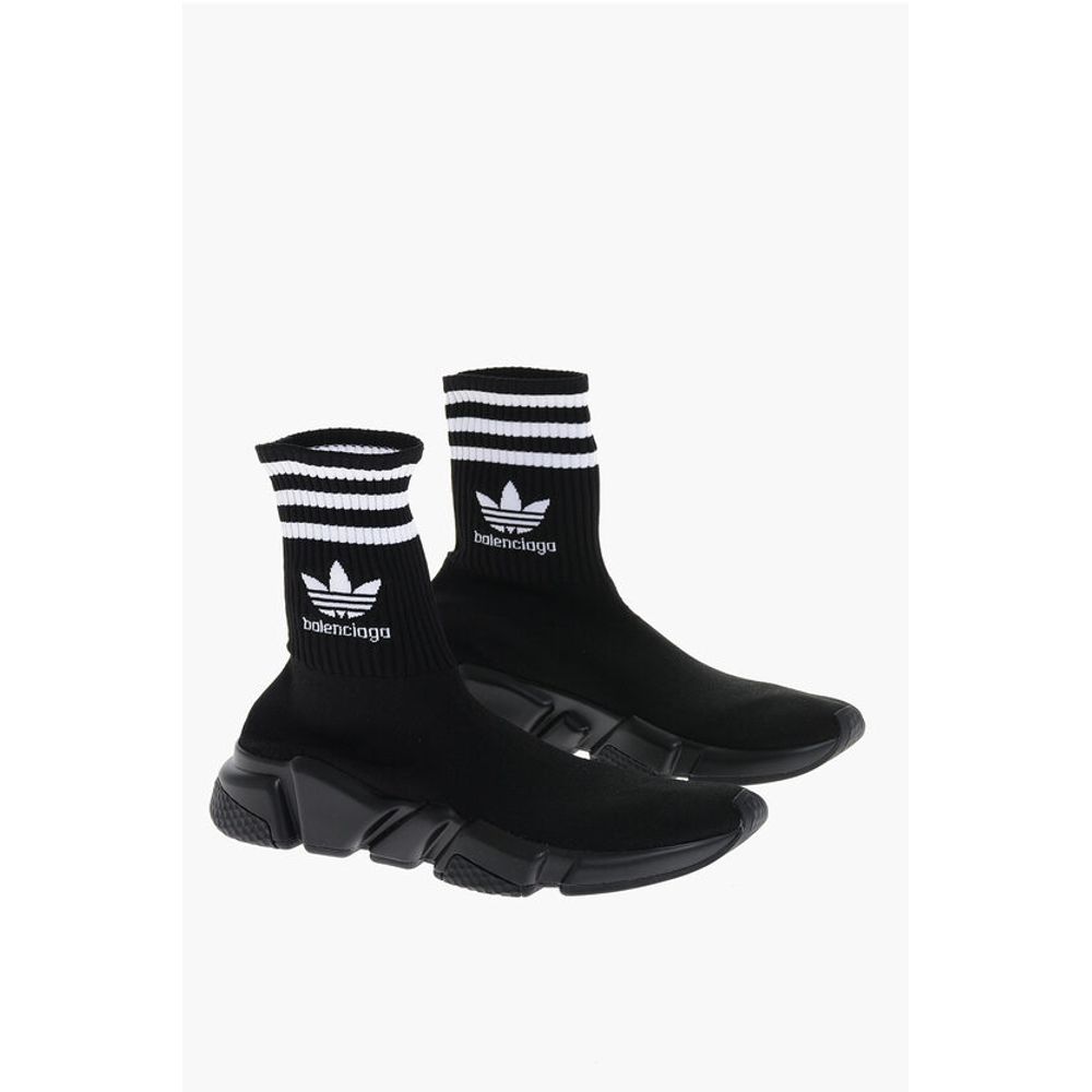 Fabric Sock High Top Sneakers with Rib Details