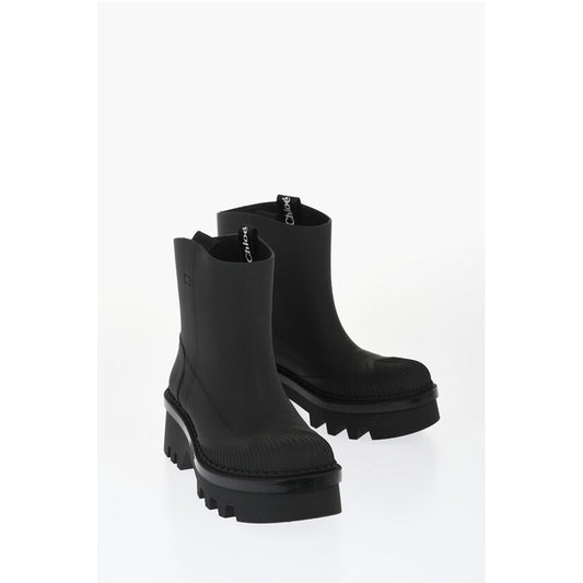 Rubber solid Color Ankle Boots with Heel 6cm