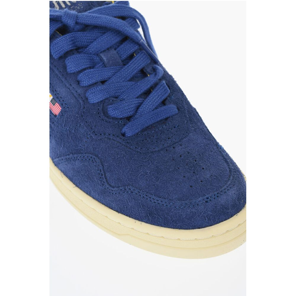 Suede Solid Color Low Top Sneakers with Logo