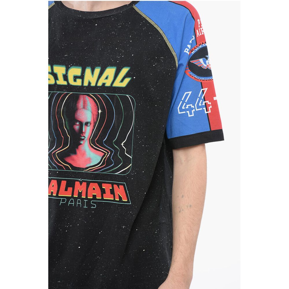Crew Neck SIGNAL Cotton T-Shirt with Print