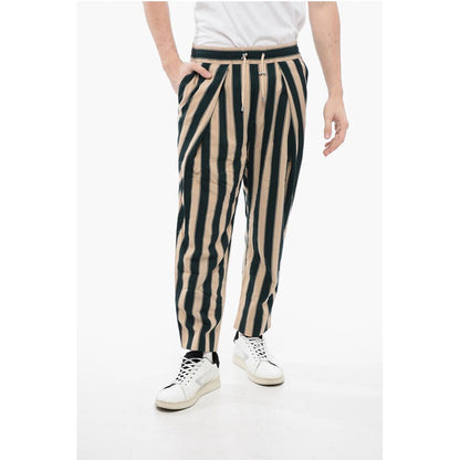 Single-pleated Tapered Fit Pants with Balanced Stripe Motif