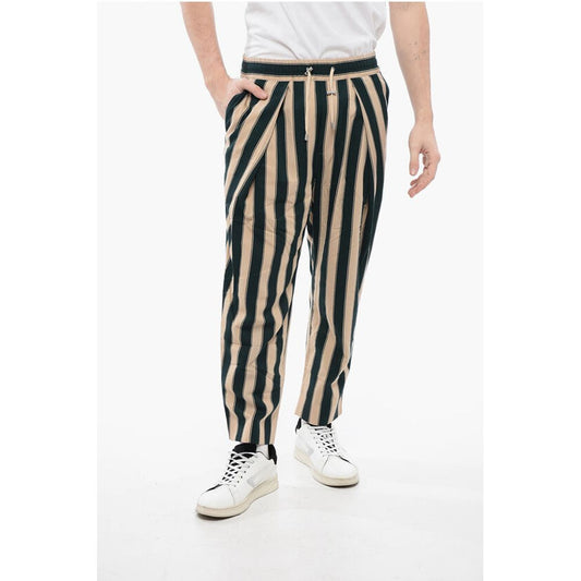 Single-pleated Tapered Fit Pants with Balanced Stripe Motif